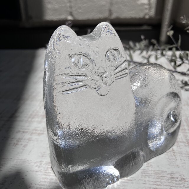 リサ・ラーソン＊ガラスのごきげん猫／北欧ガラス／Royal Krona