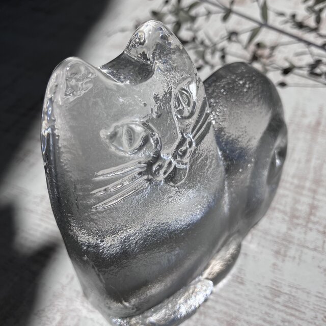 リサ・ラーソン＊ガラスのごきげん猫／北欧ガラス／Royal Krona