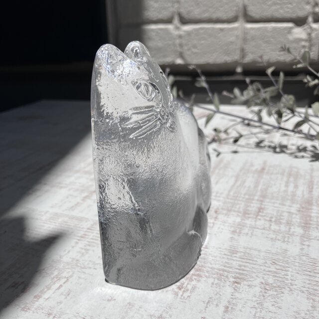 リサ・ラーソン＊ガラスのごきげん猫／北欧ガラス／Royal Krona