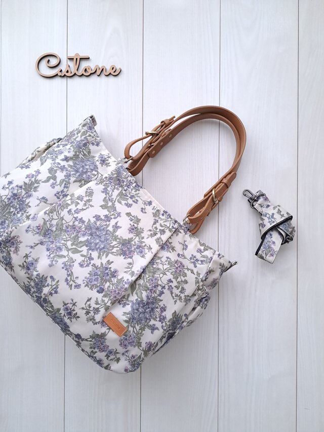 受注製作♪　タック入り通勤バッグ　ハンドメイド　リバティ　セリーヌ