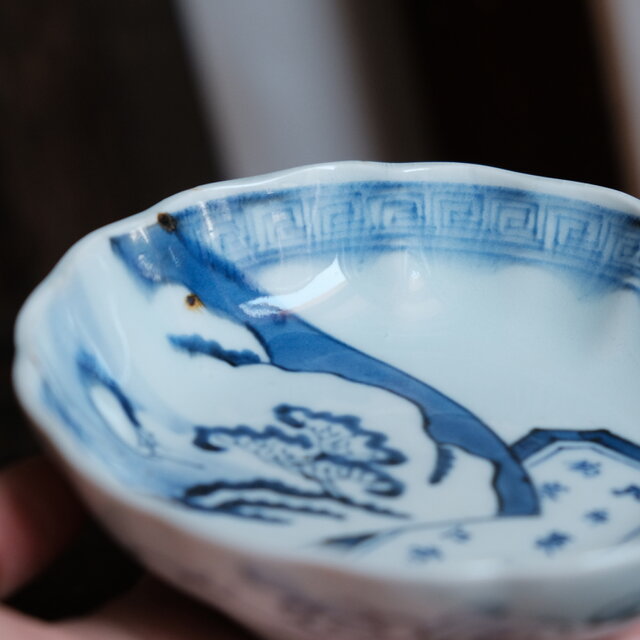 漢文と風景◇伊万里 染付膾皿 骨董/antiques アンティーク和食器