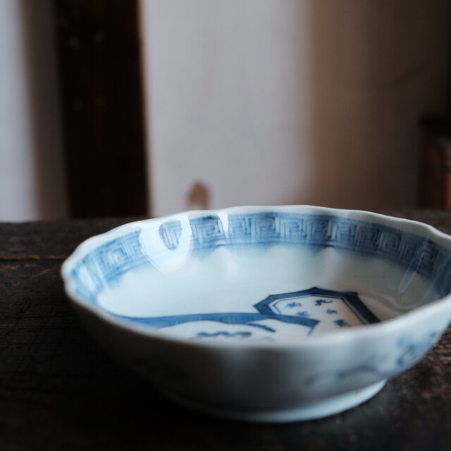 漢文と風景◇伊万里 染付膾皿 骨董/antiques アンティーク和食器