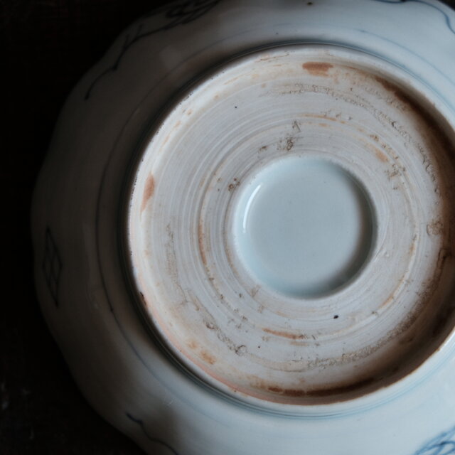 漢文と風景 伊万里 染付膾皿 骨董/antiques アンティーク和食器 古民家 雷文 江戸末期【貫入有り】 | iichi 日々の暮らしを ...