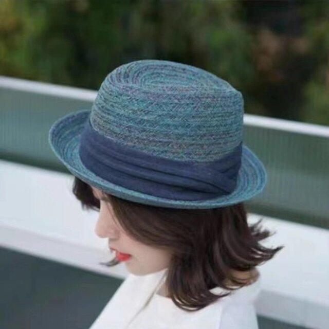 ラフィアハット、麦わら帽子 ロールエッジハッ 最高品質 夏用 大人