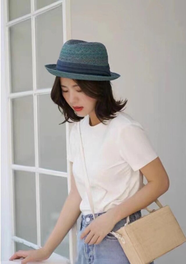 ラフィアハット、麦わら帽子 ロールエッジハッ 最高品質 夏用 大人