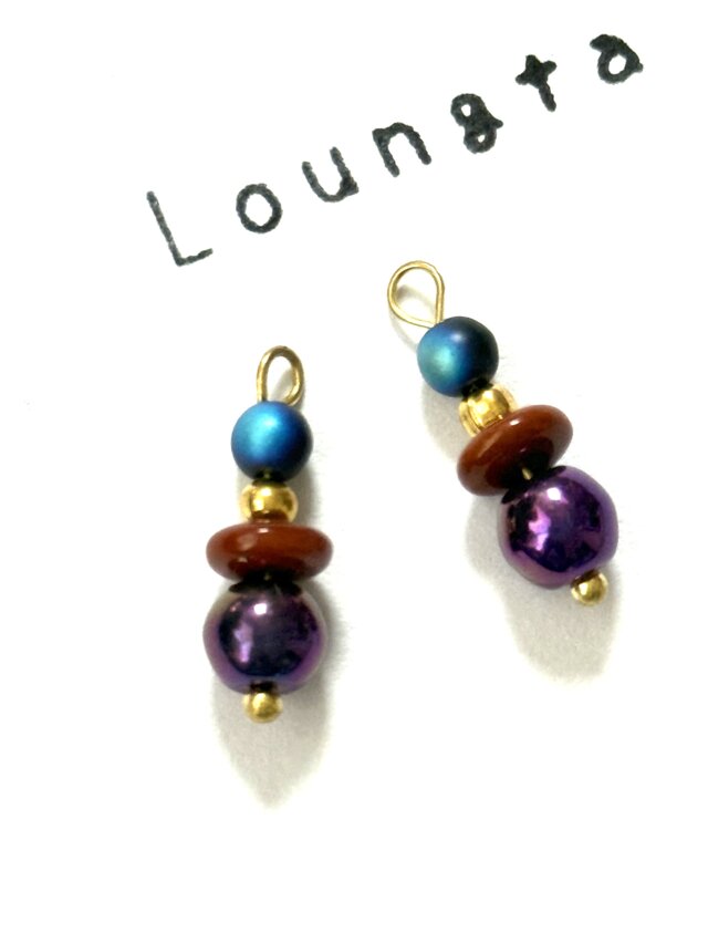 チェコビーズピアブルー ブラック ブラウン 個性派ピアス ガラスビーズピアス 一年中使えるピアス