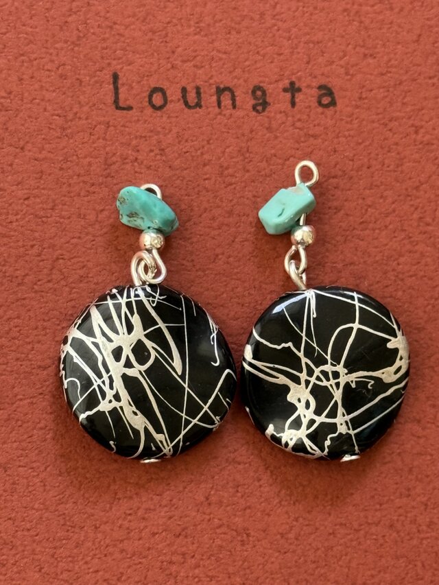 ターコイズピアス ブラックシルバーピアス 夏ピアス プチプラ 樹脂ピアス