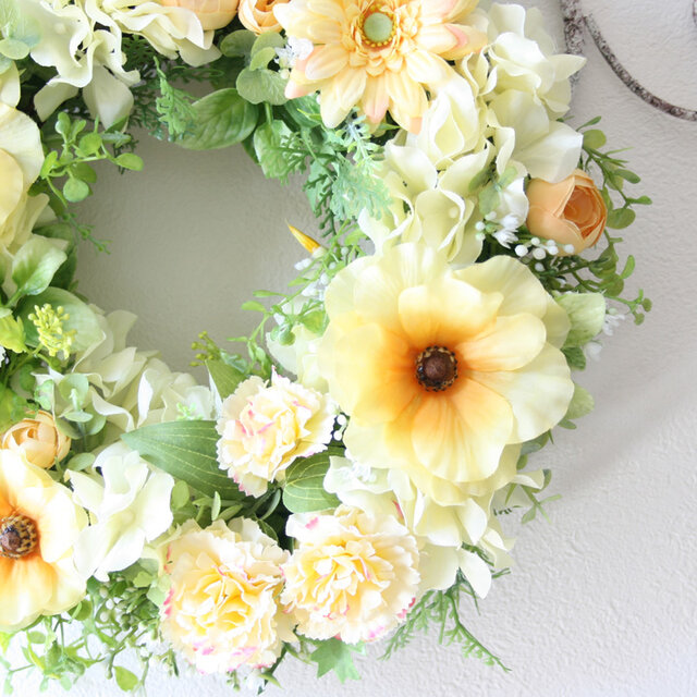 イエロー系フラワーリース オールシーズン | iichi 日々の暮らし