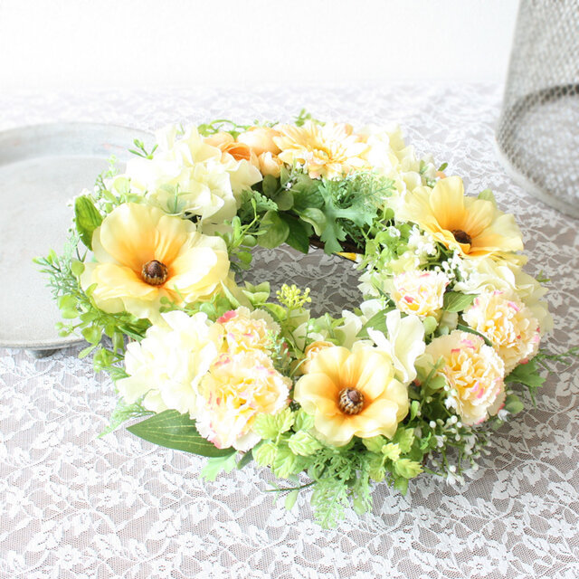 イエロー系フラワーリース オールシーズン | iichi 日々の暮らし