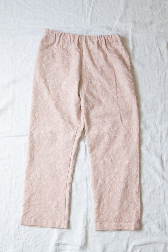 ジャガード織り 両サイドポケット付きギャザーパンツ【Organic Cotton