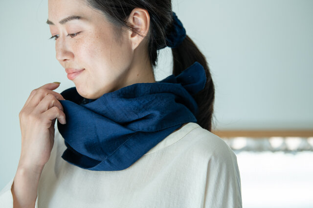 藍染】リネン混ガーゼ日除けスカーフ【Organic Cotton】 | iichi