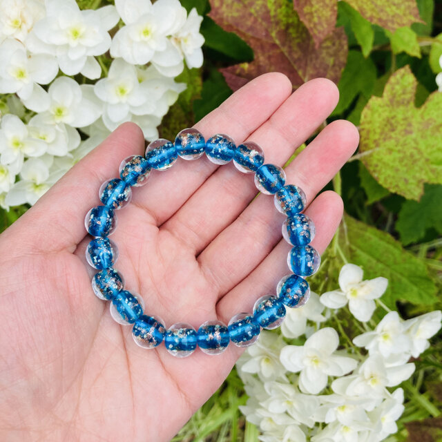 10mm 沖縄 とんぼガラス ブレスレット 蓄光 UDA210