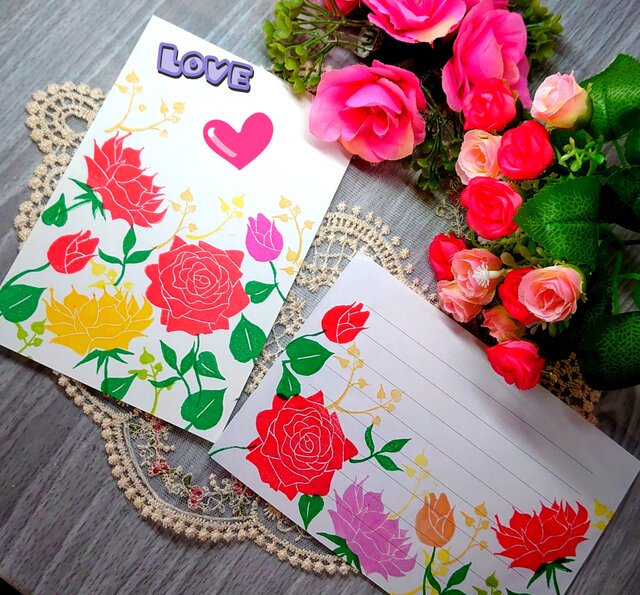 消しゴムはんこ「バラ・薔薇・ばら⑥」9個 | iichi 日々の暮らしを