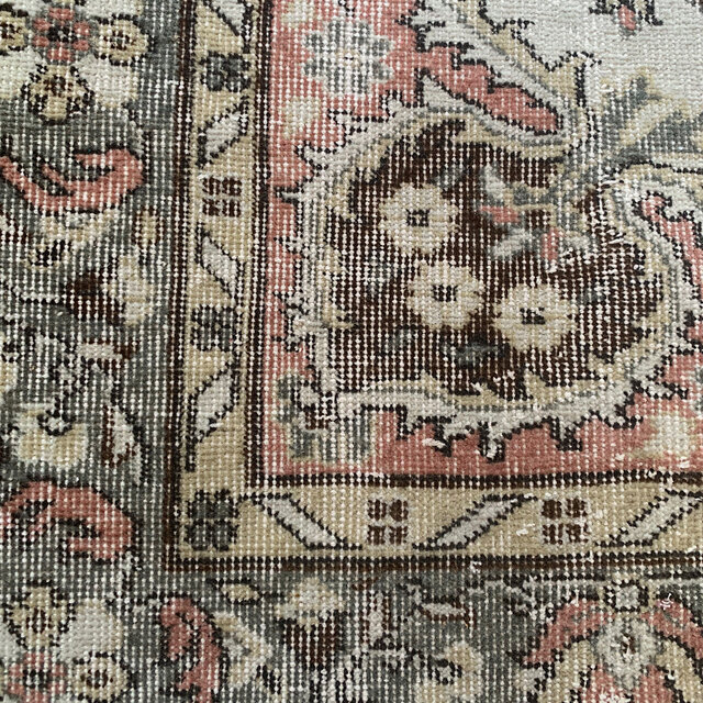 トルコヴィンテージラグ　超大判　272×158 ペールピンク　モスグレーグリーン トルコヴィンテージラグ超大判272×158 ペールピンクモスグレー