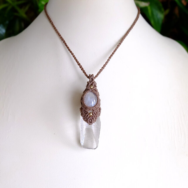 ムーンストーン　マクラメ　ネックレス マクラメ編みネックレス ヒマラヤ水晶＆ムーンストーン STONES