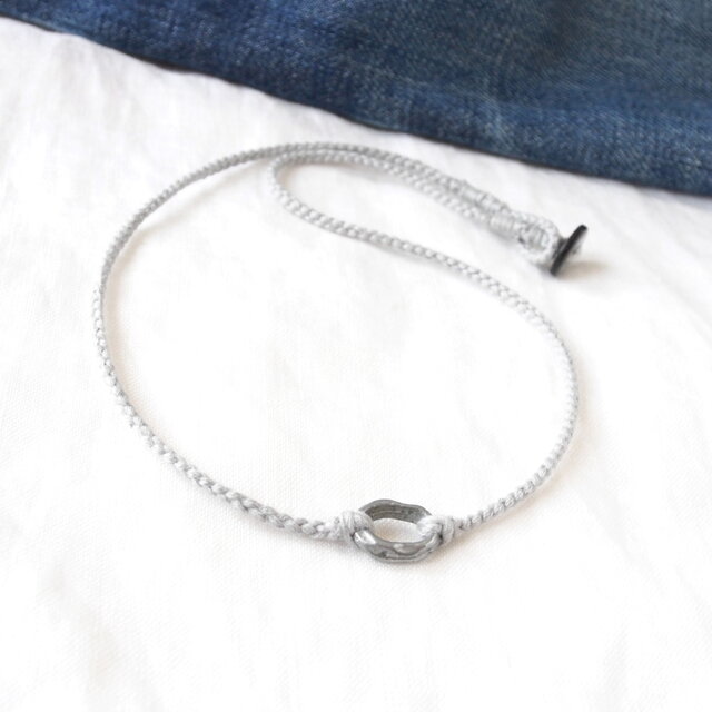 Pewter Ring Short Necklace -silver gray-