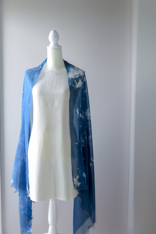 天然藍染：コットンストール 深縹 -thin-