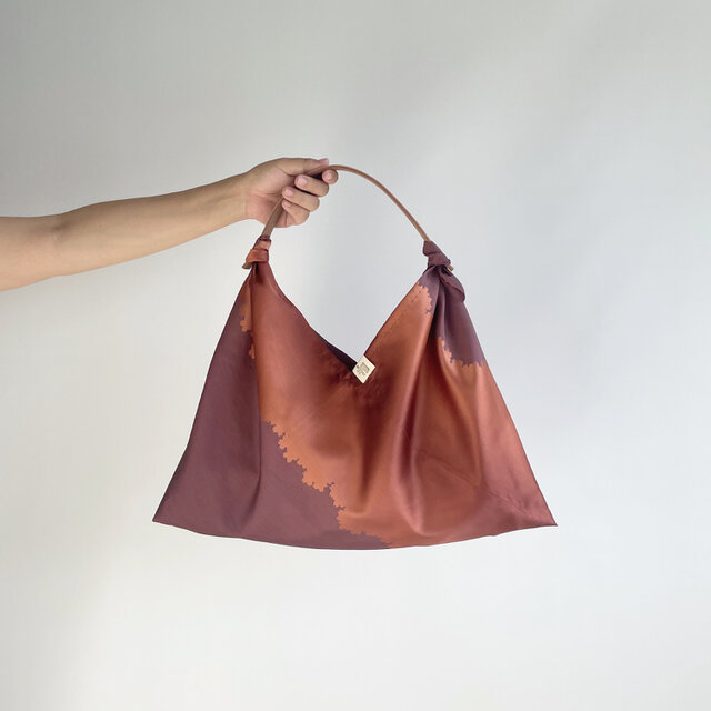 【1点もの】単-ひとえ-のあずま袋 -絹道行解き 紫に桜（ヴィンテージ） AZ471