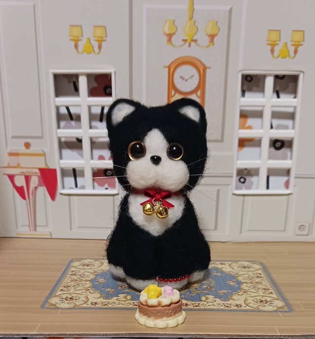 羊毛フェルト猫　【キティちゃんと一緒】 h468-000-110.jpg