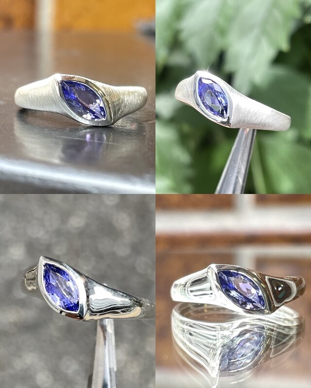 タンザナイト マーキスカット 0.59ct 印台angled シルバーSV925リング