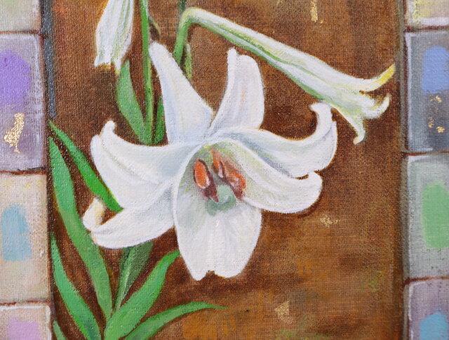 油絵「trumpet lily」 | iichi 日々の暮らしを心地よくする