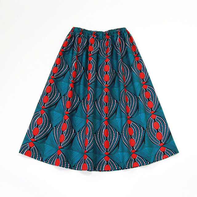 アフリカ布の青系ロングスカート アフリカ布の青系ロングスカート アフリカ布・ロングスカート