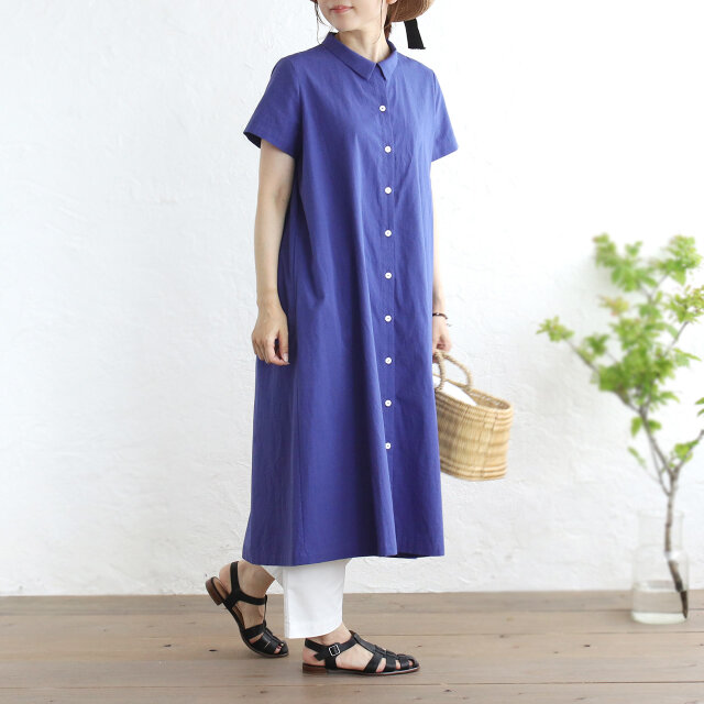 2点限り》着こなし広がる 遠州織物 2wayシャツワンピース リネン混