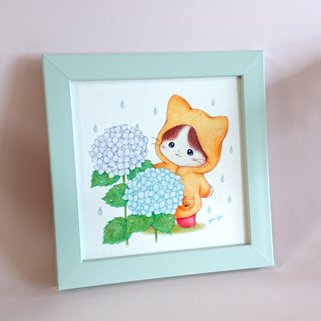 複製正方形イラスト「紫陽花猫ちゃん」 | iichi 日々の暮らしを