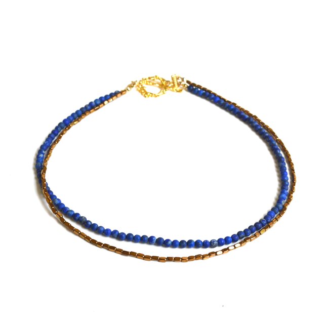 ラピス＆ヘマタイトの2連ネックレス◆送料無料♪