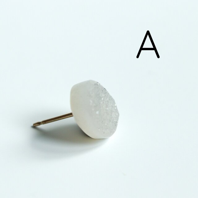 天然石☆超大粒アゲートドゥルージーのピアス14kgf 天然石☆超大粒アゲートドゥルージーのピアス14kgf ドゥルージー