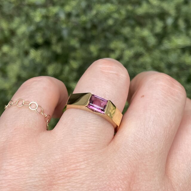 ピンク トルマリン OCT 5×7 カット印台 シルバーSV925リング | iichi