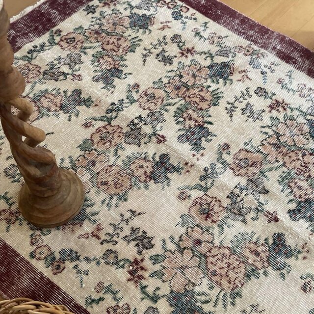 104×200 キナリ×ボルドー　薔薇の街　トルコヴィンテージラグ 104×200 キナリ×ボルドー 薔薇の街 トルコヴィンテージラグ