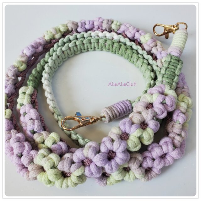 スマホショルダー＊美しい雑草＊ヒメオドリコソウ＊マクラメ