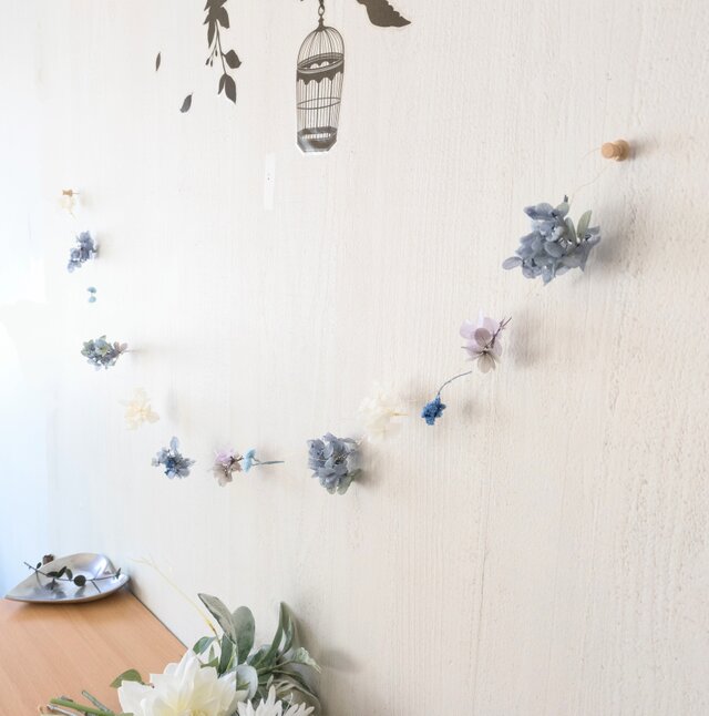 紫陽花モビール・ガーランド 2本セット 白 ロング | エアリーな