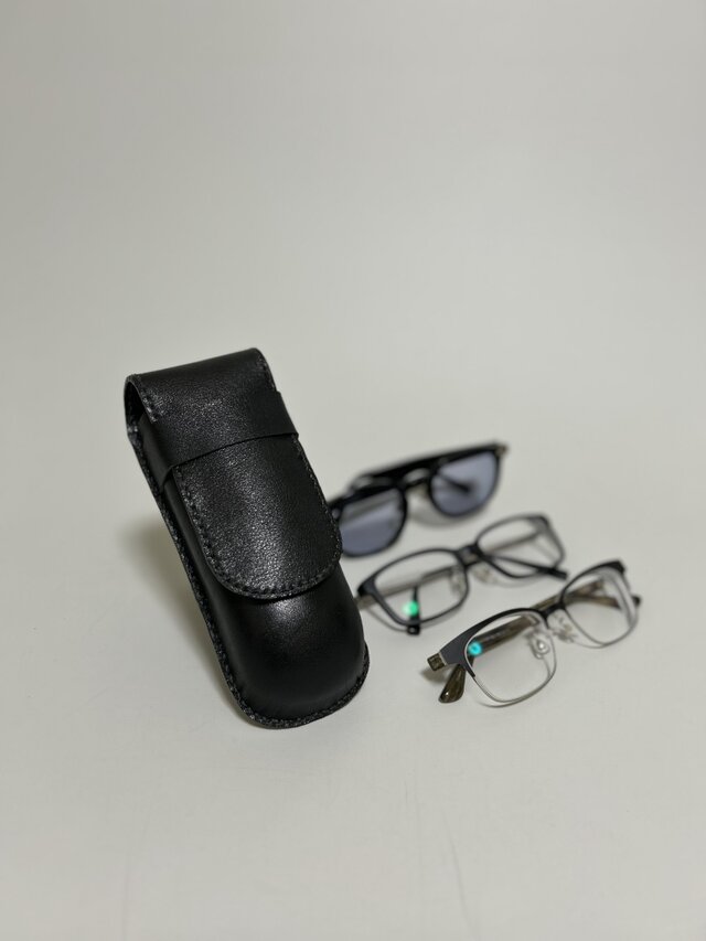姫路レザーメガネケース◆黒　眼鏡ケース　めがねケース　サングラスケース　父の日ギフト　新作