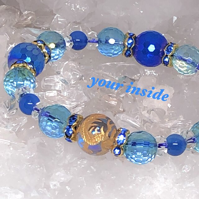 金色 龍彫り アクアオーラ 天然石ブレスレット | iichi 日々の