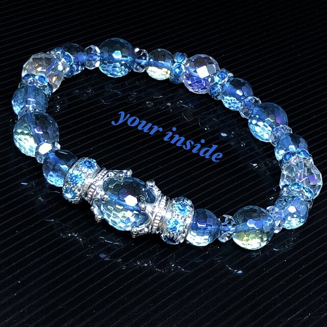 ハンドメイド  アクアオーラ12㎜玉ブレスレット アクアオーラブレスレット | iichi 日々の暮らしを心地よくする