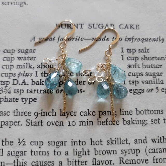 14kgf 】涼しげで洗練された輝き＊ブルージルコン ピアス/イヤリング