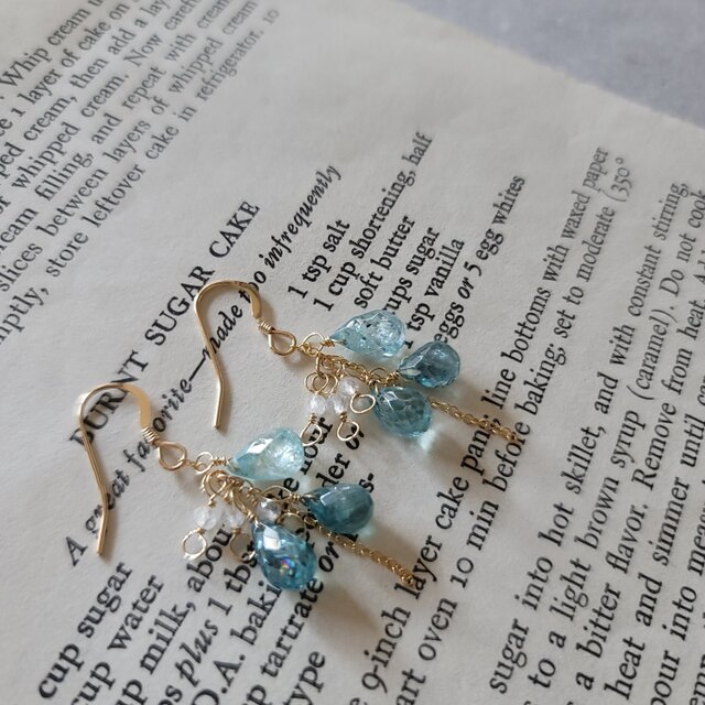 14kgf 】涼しげで洗練された輝き＊ブルージルコン ピアス/イヤリング