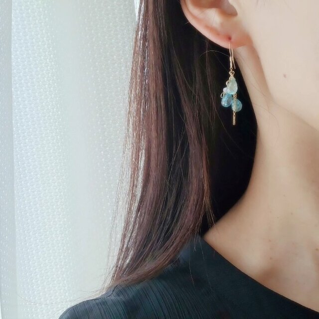 ブルーオブシディアン＆ブルージルコンのピアス他　14kgf ブルーオブシディアン＆ブルージルコンのピアス他 14kgf アクセサリー