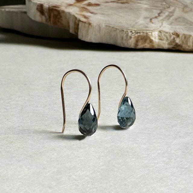 ロンドンブルートパーズ ドロップピアス 14KGF /Silver