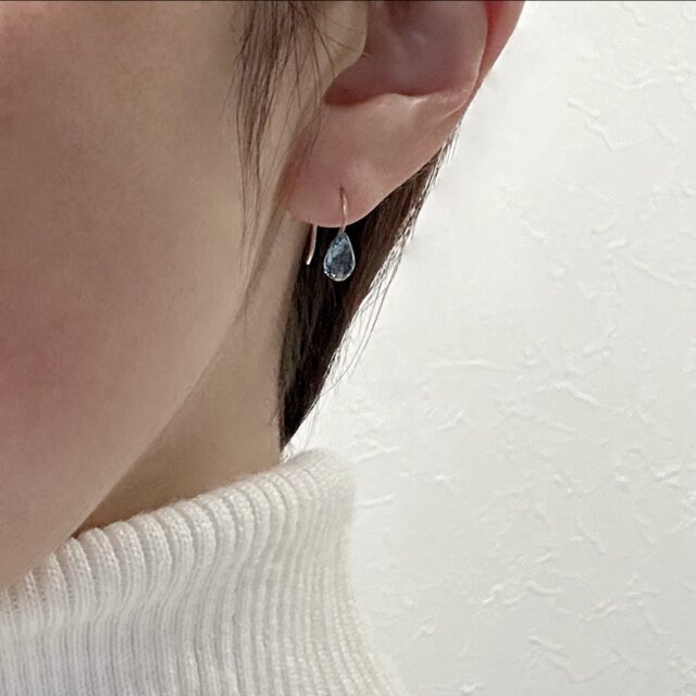 ロンドンブルートパーズ ドロップピアス 14KGF /Silver