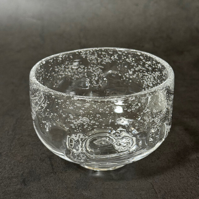 【新作】ガラス抹茶碗（泡釉薬）お湯使用可・化粧箱入り