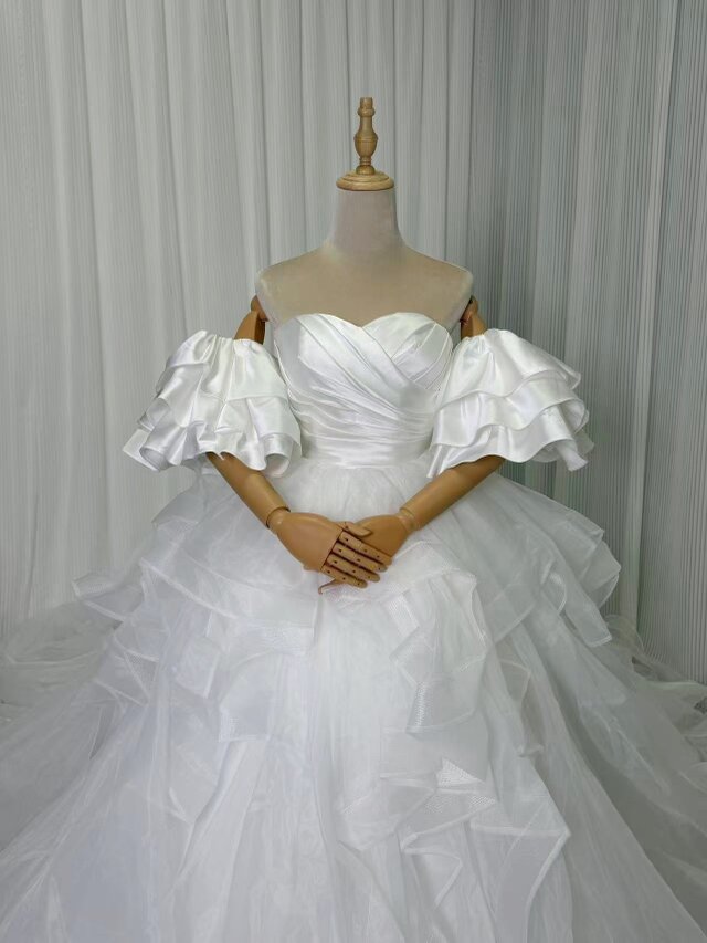 ruffled wave frilldress ラッフルウェーブフリルドレス 豪華！ウエディングドレス ベアトップ フリル袖 ラッフルフリル