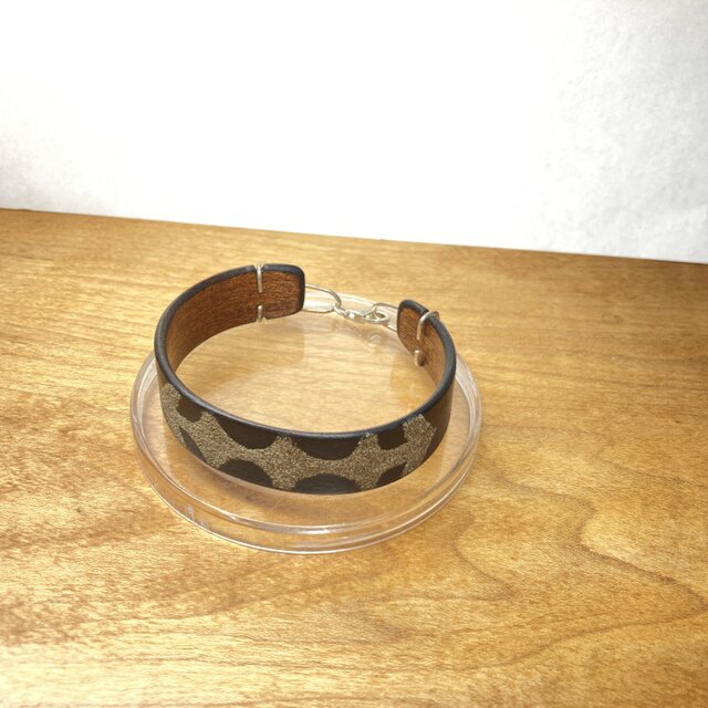 山桜単板曲げブレスレット銀蒔き