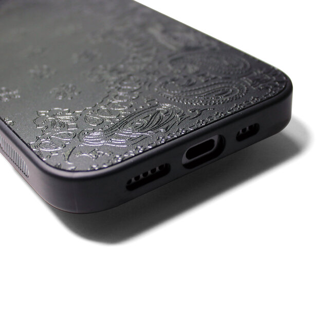 特殊エンボス加工iPhoneケース・MagSafe対応モデル】ペイズリー