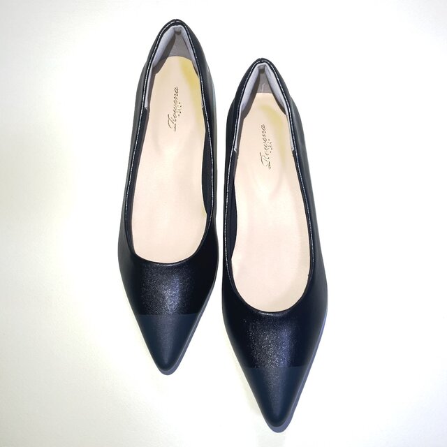 ちょこっと3cmヒール♫走れるバイカラーパンプス (Wブラック) 22.5cm〜24.0cm 軽楽