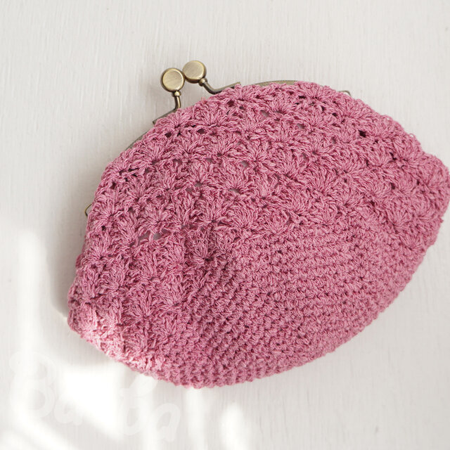 ばあば ♥ 松編みの、さらに大きめがま口（京鹿子・C1762）