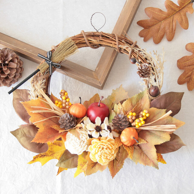 かぼちゃとりんごの森のオータムリース