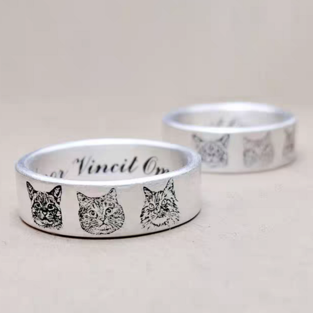 うちの子 オーダー 指輪 彫刻 愛犬 写真 プリント 999 シルバー 愛猫 ペット 動物 うさぎ 鳥 ハムスター 写真